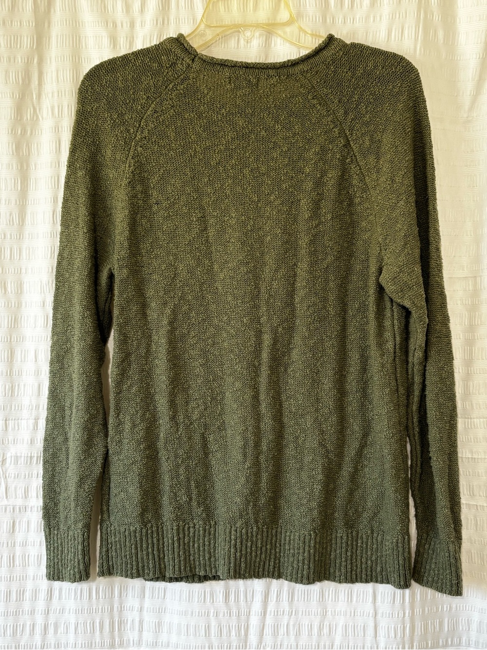 LL Bean Cotton Slub Sweater Rollover Collar Crewneck Sweater Sz Large - Picture 9 of 9